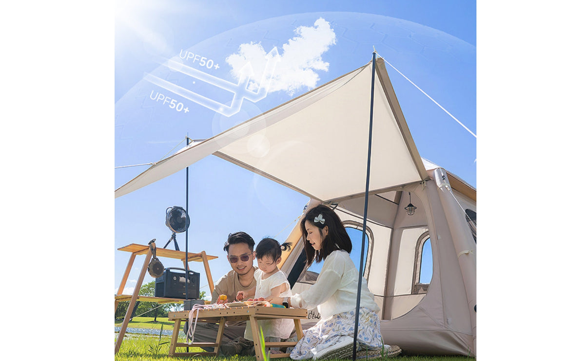 Quick Setup Inflatable Tent with Canopy Portable Inflatable Tent Double-Layer Ventilated for Campers, Families, Camping, Outdoor Trips
