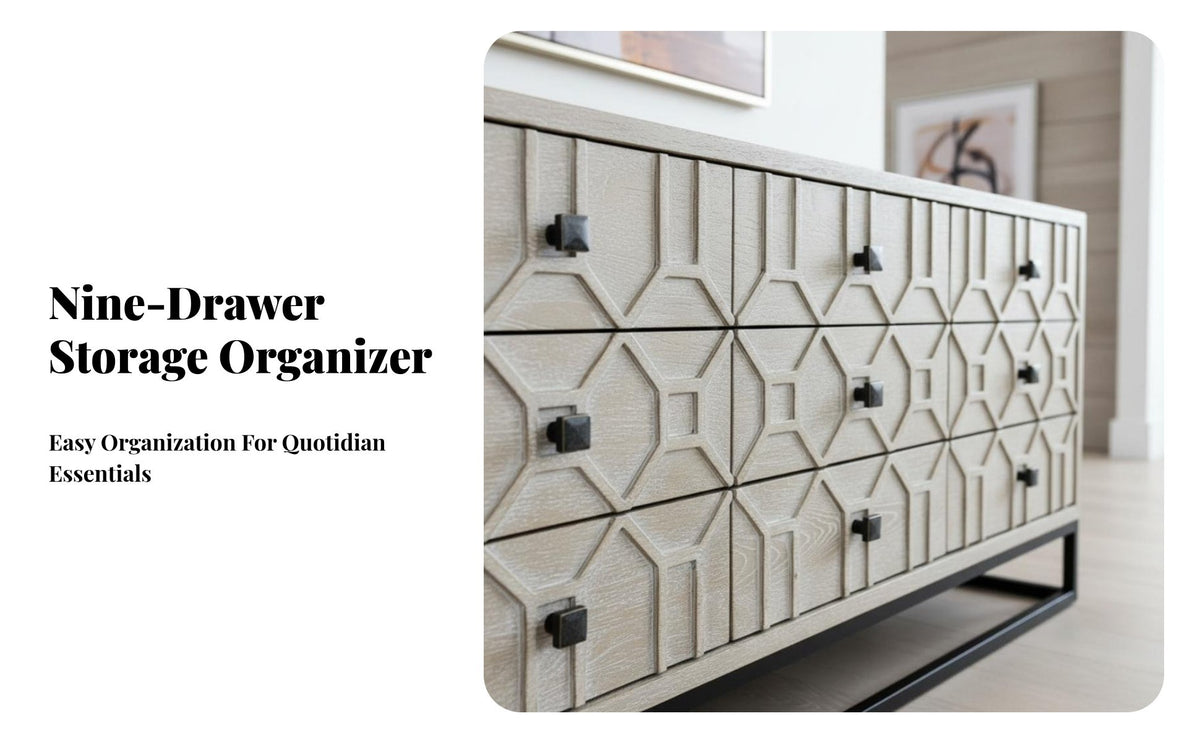 USA Design 9-Drawer Accent Cabinet Vintage design 9-Drawer Cabinet Distressed Finish Chest of Drawers Multi-Functional for Interior Decorators, Homeowners, Families, Entryway, Bedroom, Hallway, Living Room