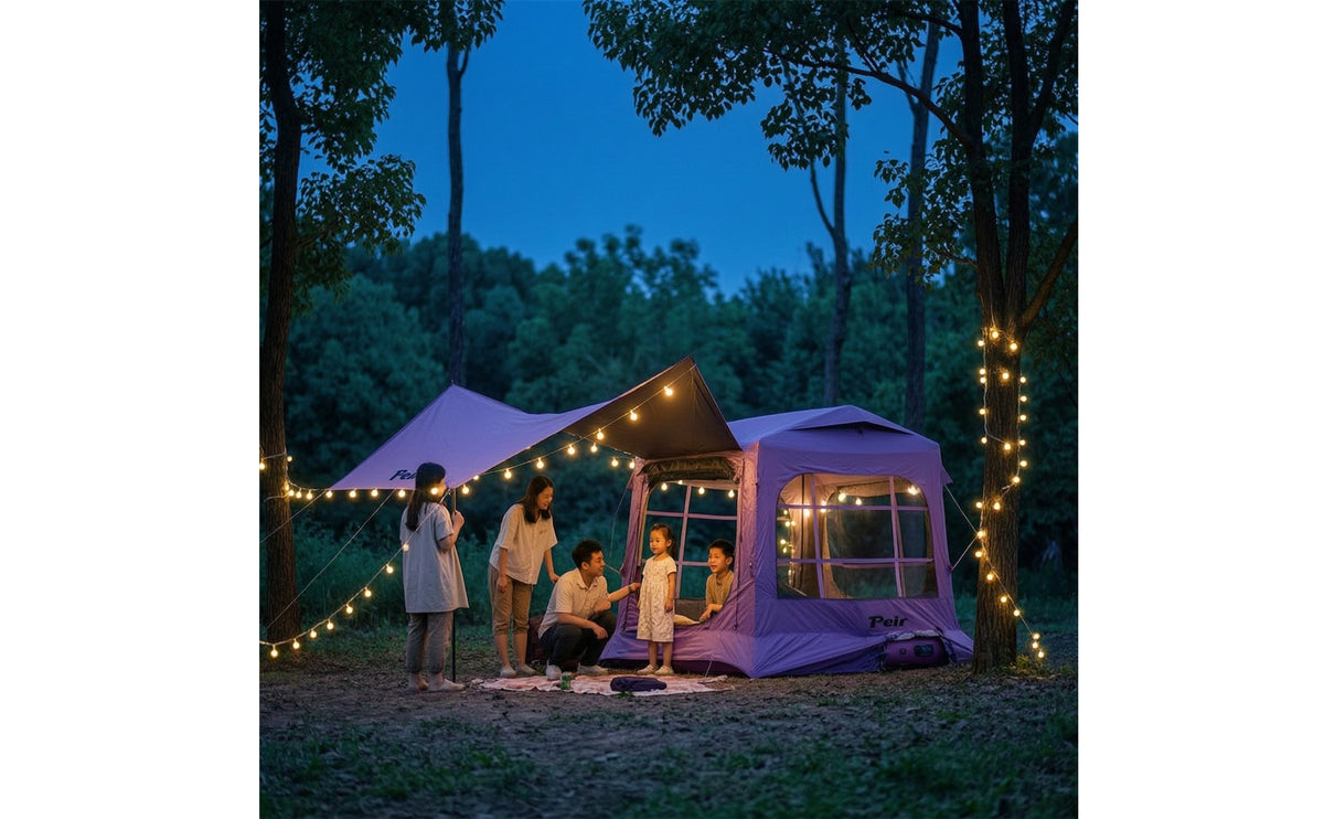 Integrated Outdoor Air Tent Bed Spacious Inflatable Tent with Awning Portable Breathable for Campers, Camping