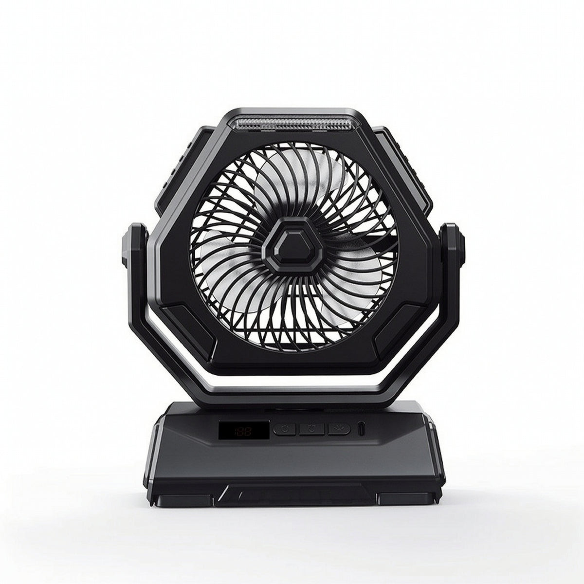 Portable Fan with Digital Display Rechargeable Fan with LED Light Compact Multi-Speed for Campers, Travelers, Camping, Bedside, Desk