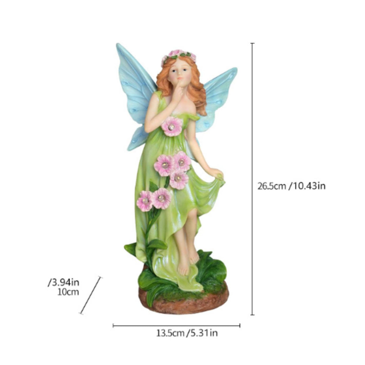 Solar Fairy Light Statue Resin Craft Outdoor Angel Lamp Figurine for Yard, Patio