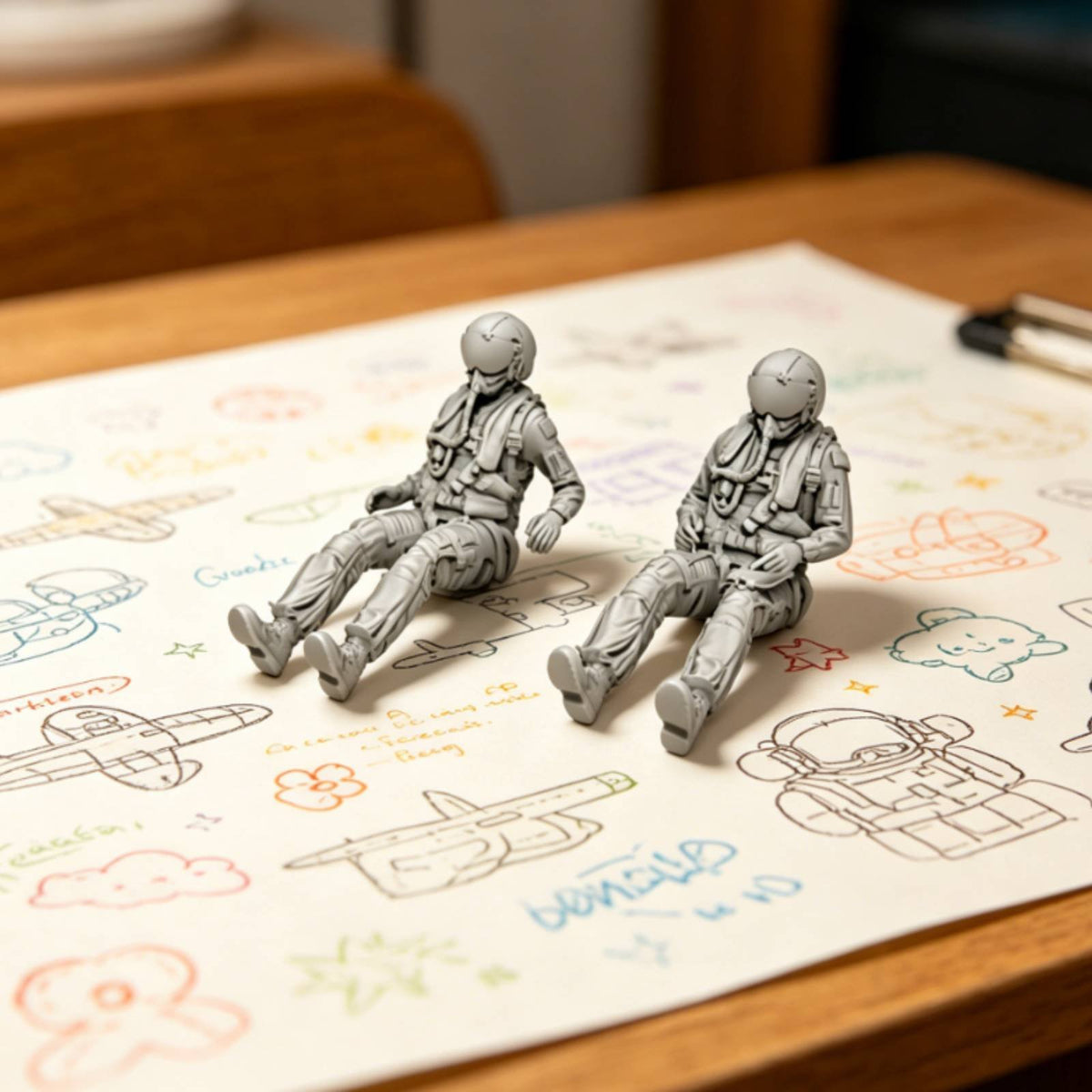 2 Figures Fighter Jet Crew Member Figures 1/48 Scale Fighter Cockpit Figure Pair 3D Printed F-16D Model for Display