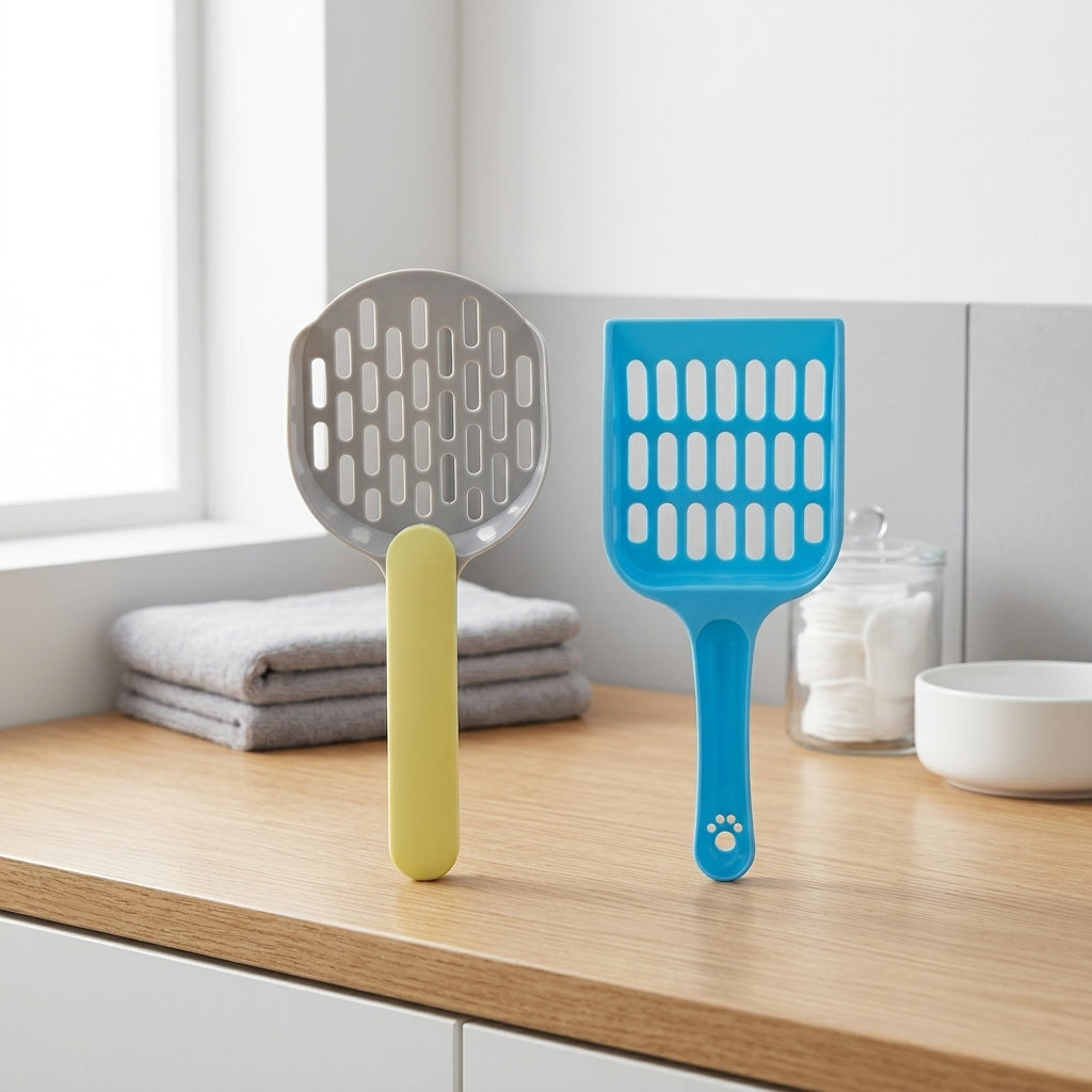 Litter Scooper and Sand Sifter 2-Pack, Rectangular Sifter Sieve with Fine Holes for Sieve Cleaning, Scooper Cat Waste from Litter Tray Box Trays