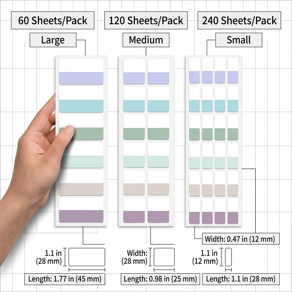 Gradient Color Sticky Bookmarks for Studying, Index Dividers for Students Note Taking, Removable Reading Tabs, 120 Colorful Organization, Medium Size