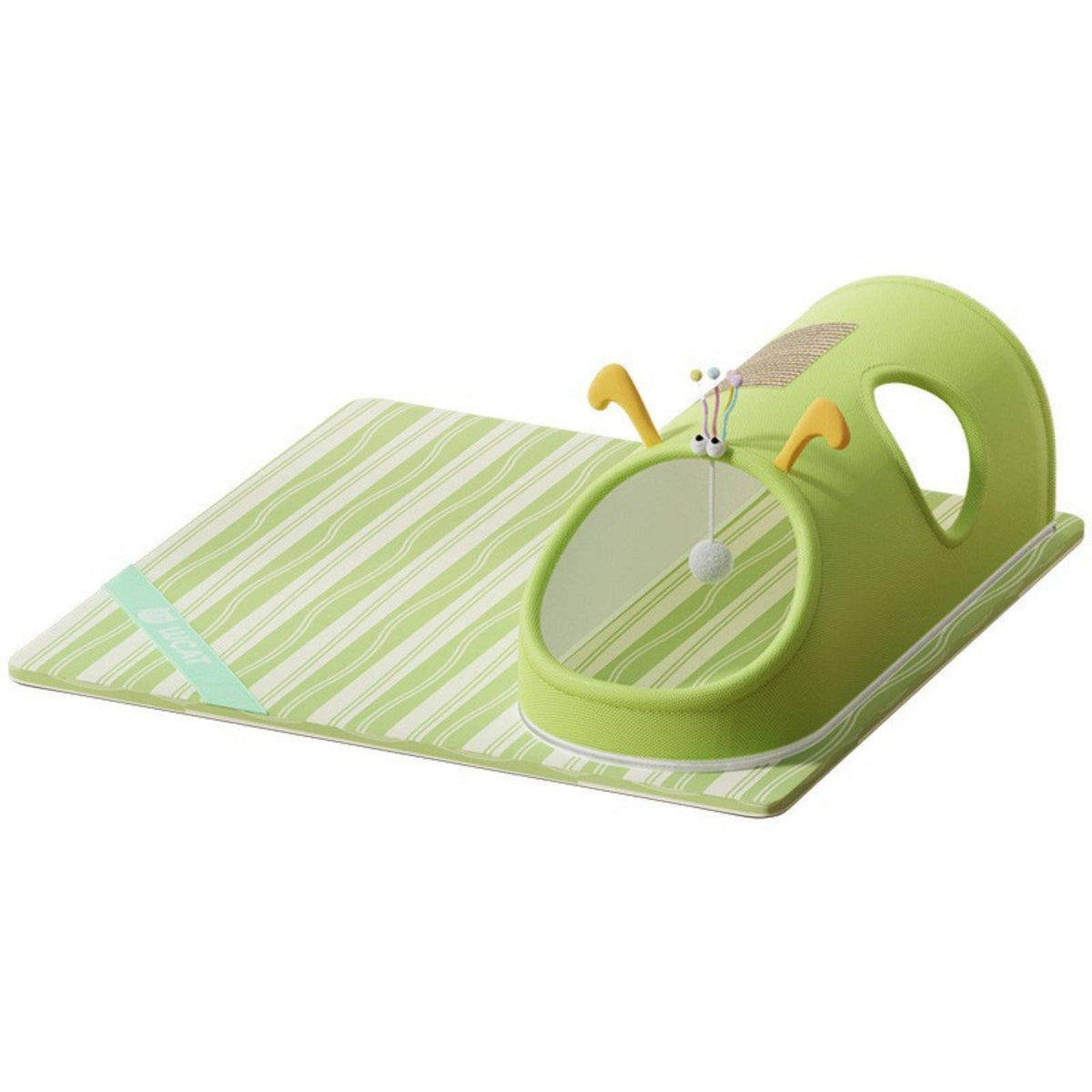 Cat Tunnel Bed Multiple Entrances Feline Play Tunnel with Mat Dangling Toy Toy Pet Supply for Kittens, Indoor