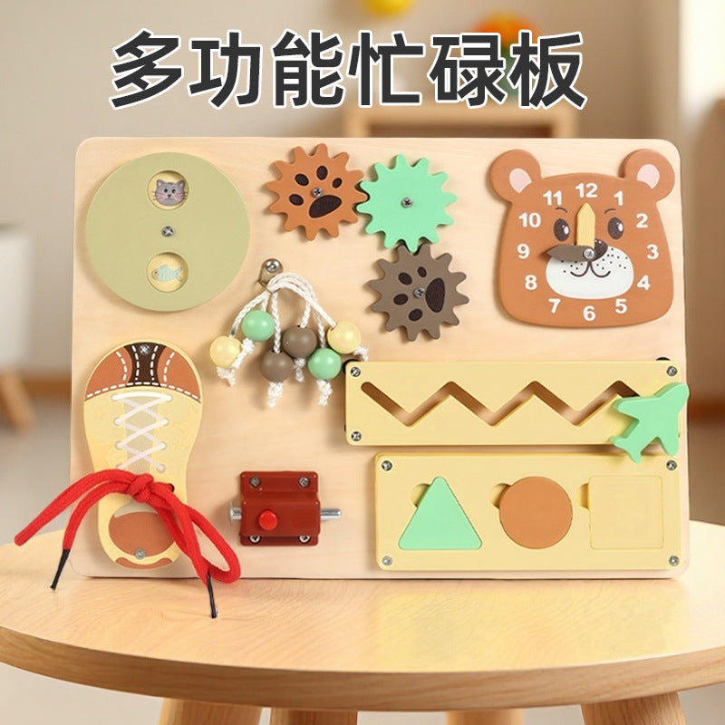 Wooden Montessori Busy Board for Kids Hand-Eye Coordination Early Learning