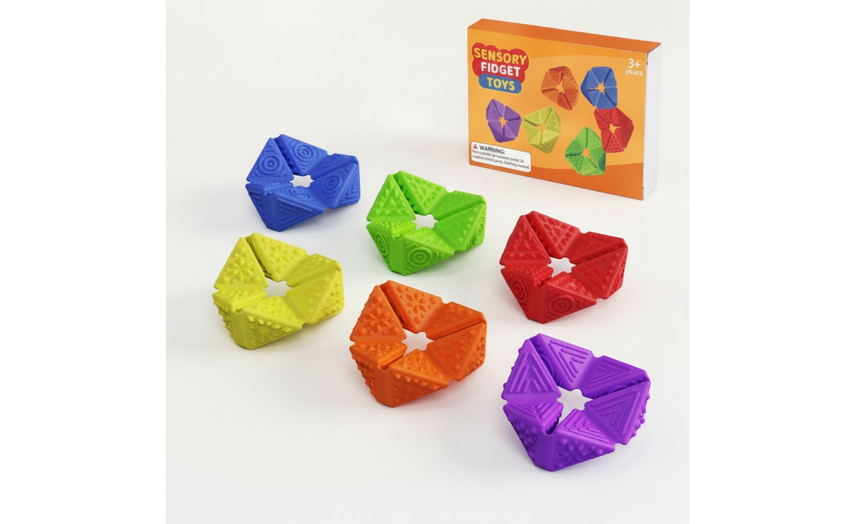 6 Pieces Tactile Manipulative Cube Stress-Relief Folding Cube Foldable Fidget Block with Textured Surfaces Handheld for Children, Adults, Classroom, Desk, Home