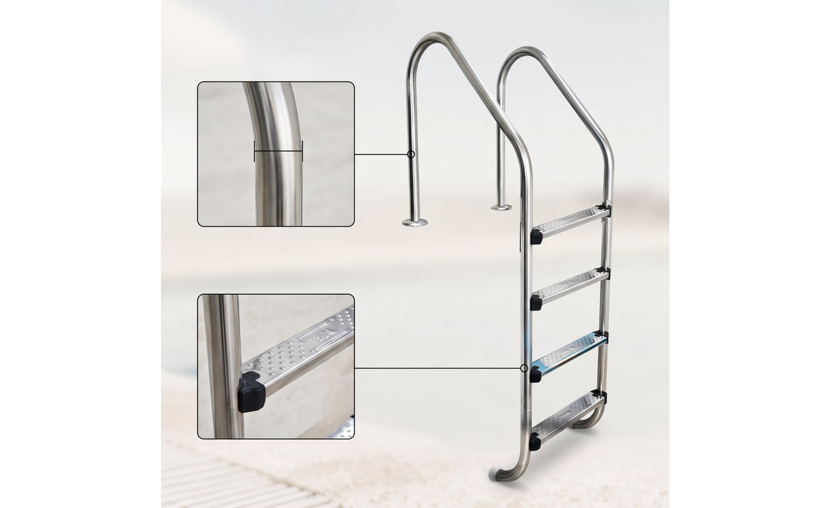 Swimming Pool Ladder Stainless Steel Pool Ladder with Handrails No-Embed