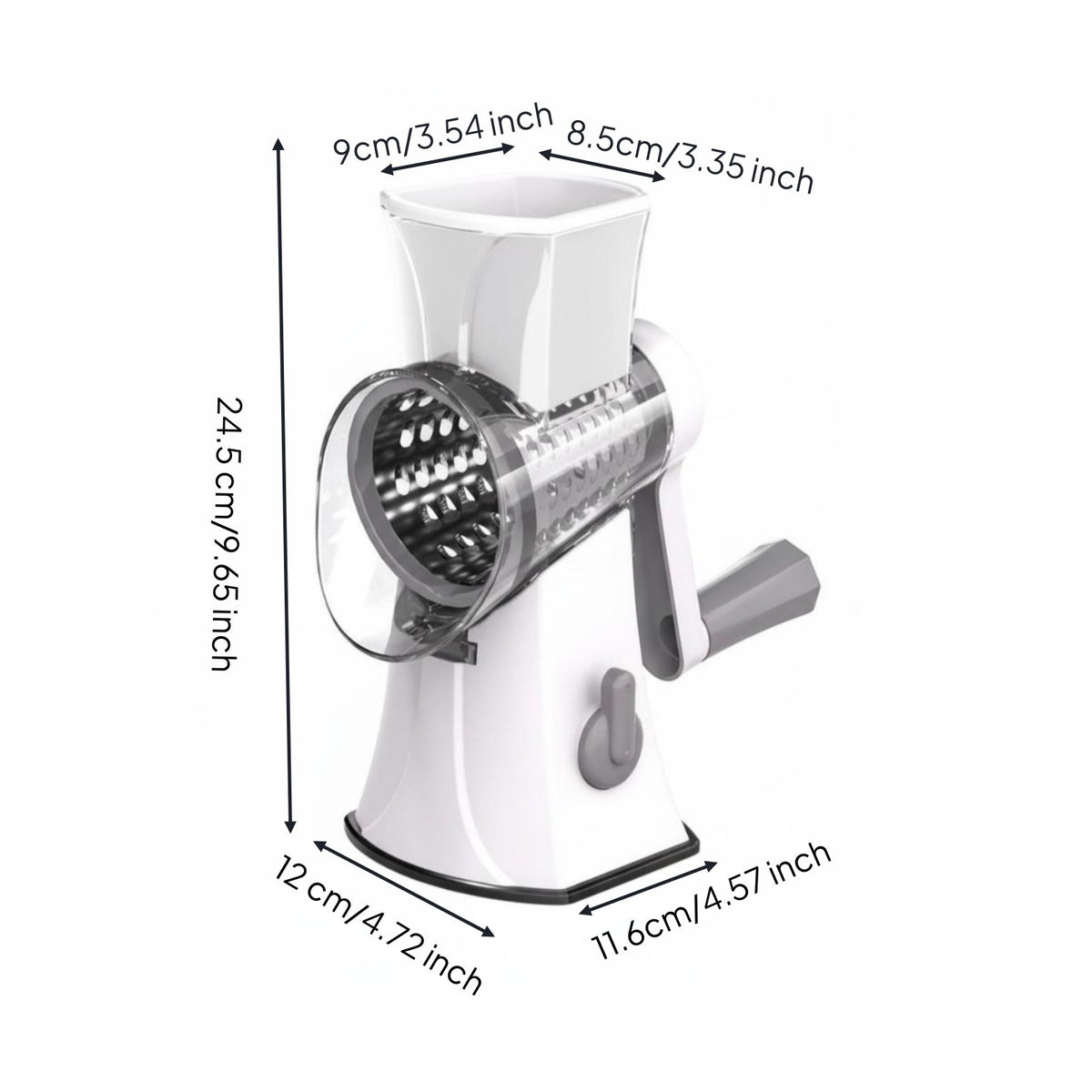Effort Saving Rotary Vegetable Cutter Saves Time Multifunctional Drum Grater 3 Interchangeable Hand Crank Food Chopper Safe to Use for Meal Prep, Salad Making