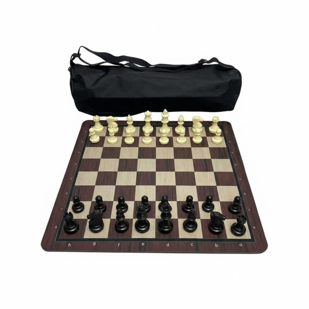 Chess game Faux Wood Grain Rubber Mat Chess Board Travel Board Game for Beginners, Students, Tournaments, School Organizations