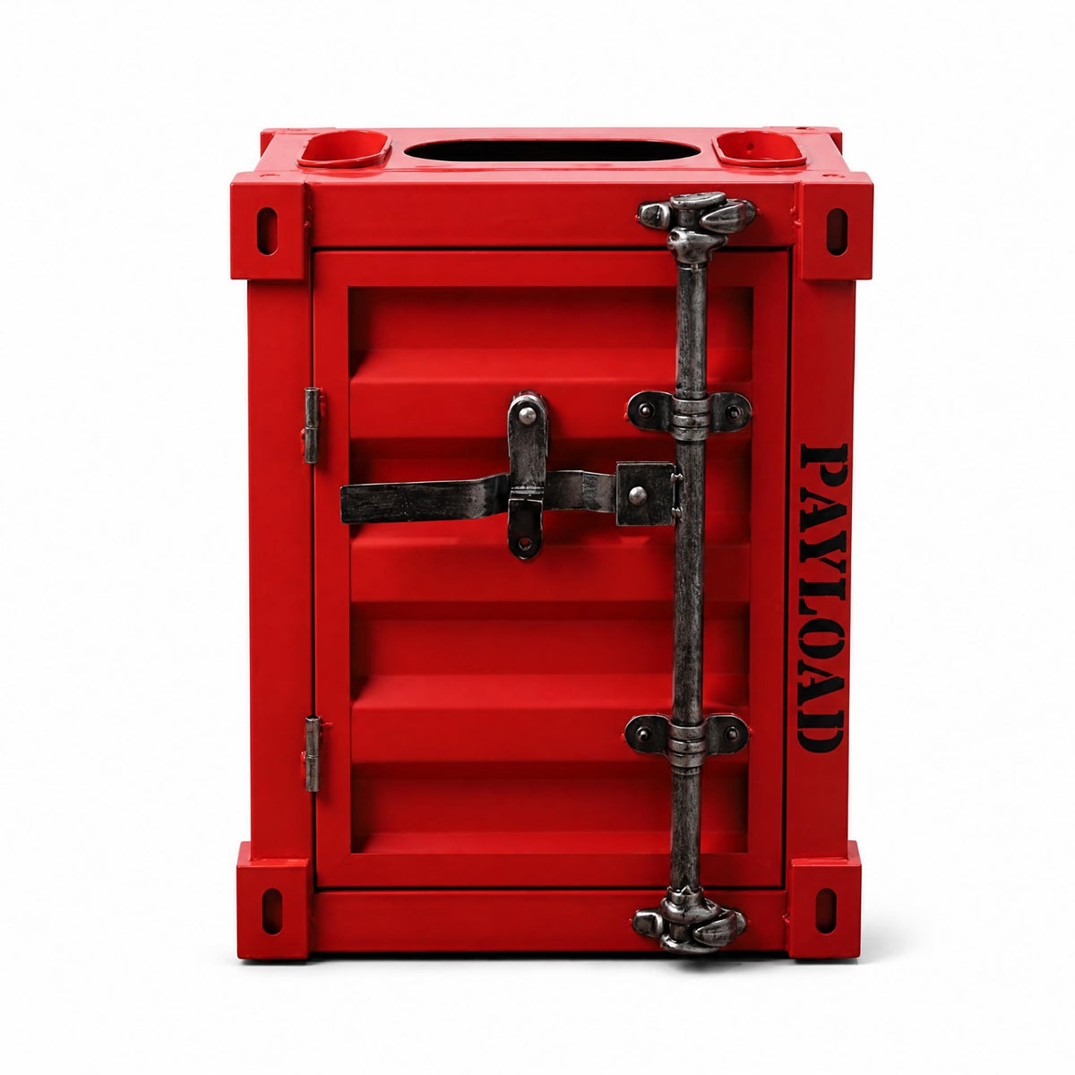 Shipping Container Trash Bin Raised Paneling Outdoor Storage Locking Latch