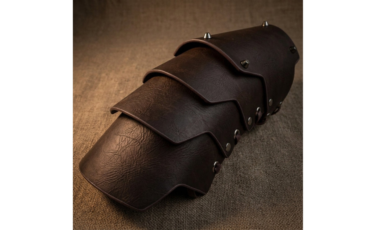 Viking-Style Wrist Bracer with Rivets Lace-up Forearm Cuff with Laces Studded Bracers with Studs Layered for Cosplayers, Roleplayers, Cosplay, Stage Performances, Theme Parties