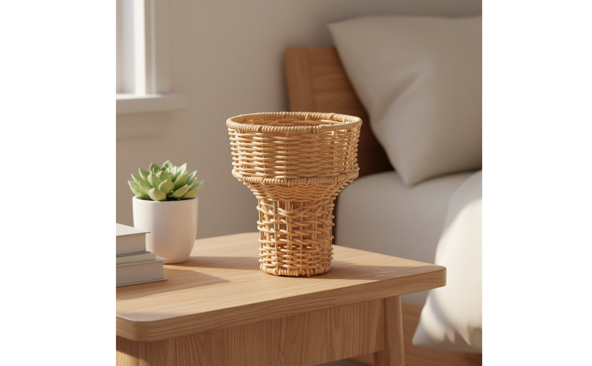 Pedestal Basket Handcrafted Basket with Stem Vintage-Influenced Basketry for Florists