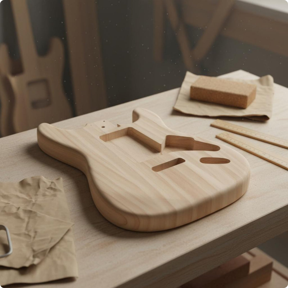 Maple Electric Guitar Body Unfinished Musical Instrument Part Customizable