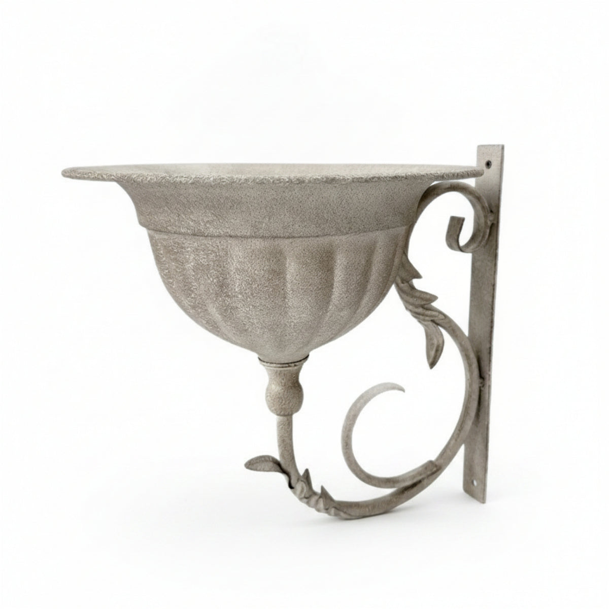 Metal Wall Planter Distressed Gray Wide Rim Wall-Mounted Planter for Fence
