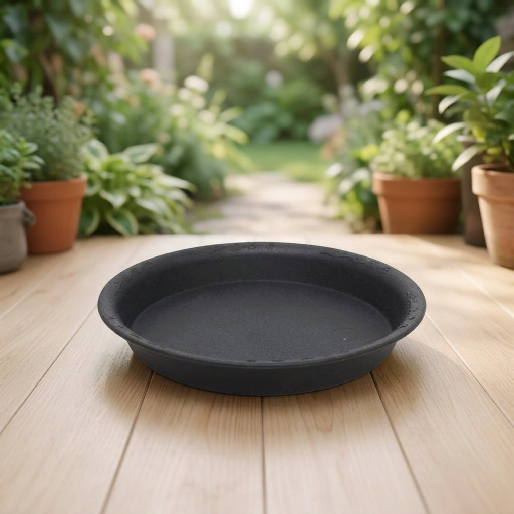 Plant Saucers and Drip Tray for Outdoor Plants, Heavy Duty Resin Water Tray, 30mm Deep Thickened Plant Trays, European Style Garden Floor Base