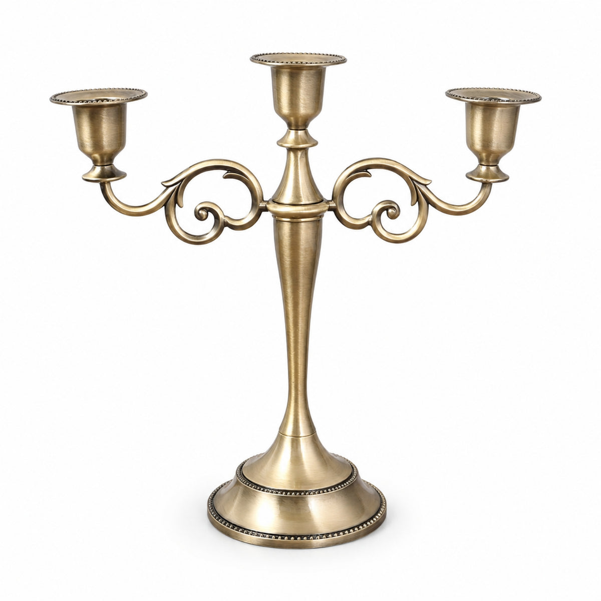 Candlestick Holder with Three Cups Metal 3-Arm Candelabra European-Style