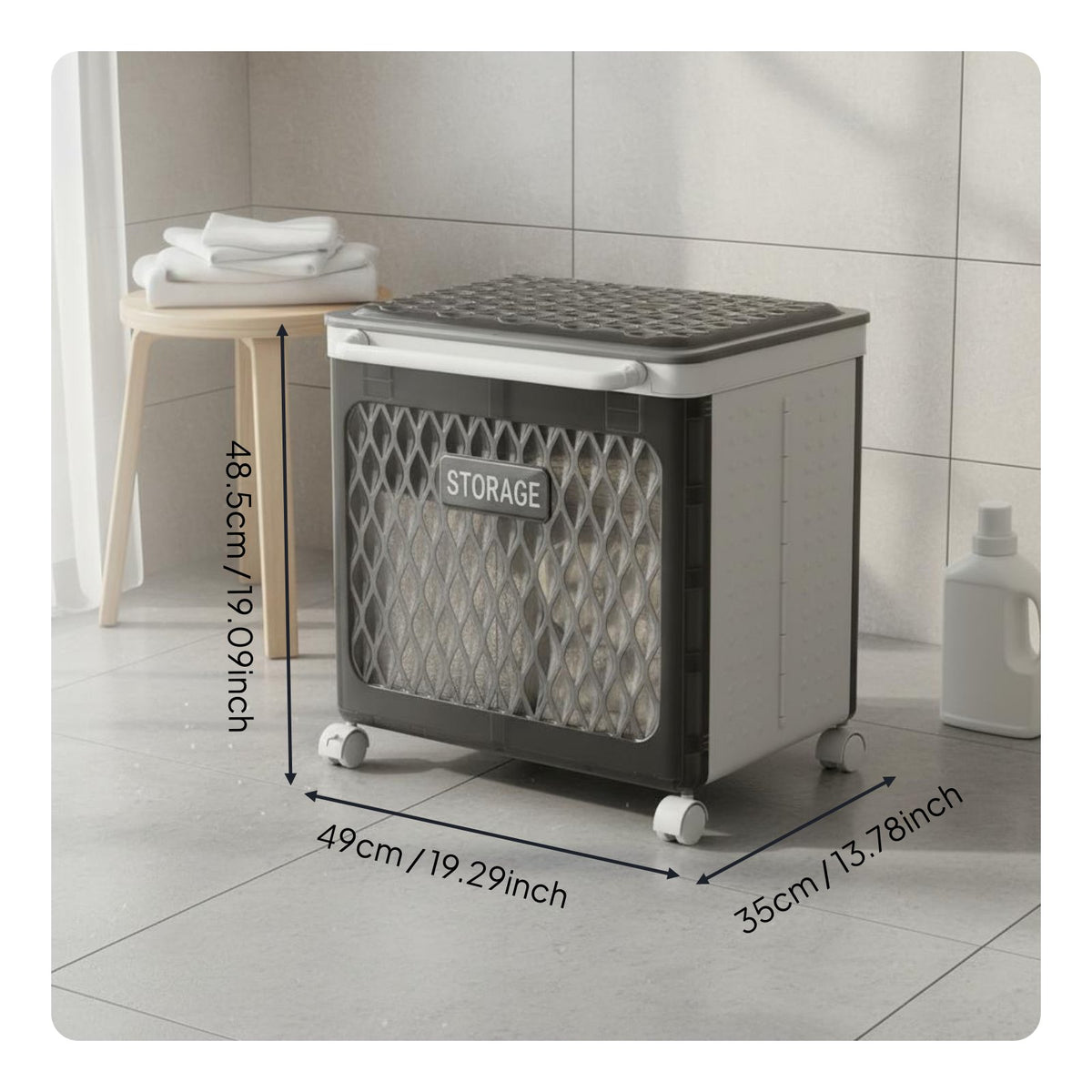 Divided Laundry Sorter Cart Large Capacity Foldable Laundry Hamper with Wheels Ventilated Design Rolling Storage Bin with Lid for Washroom, Bedroom
