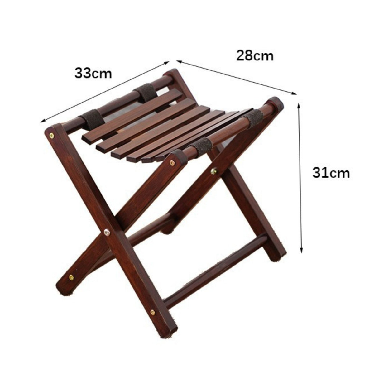 Foldable Bamboo Stool Space Saving Small Foldable Stool No Assembly Required Folding Support Structure Camping Seat for Campers, Anglers, Outdoor
