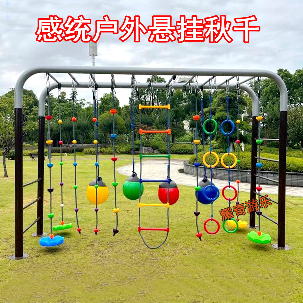 Outdoor Hanging Swing and Climbing Rope Ladder Set for Kids