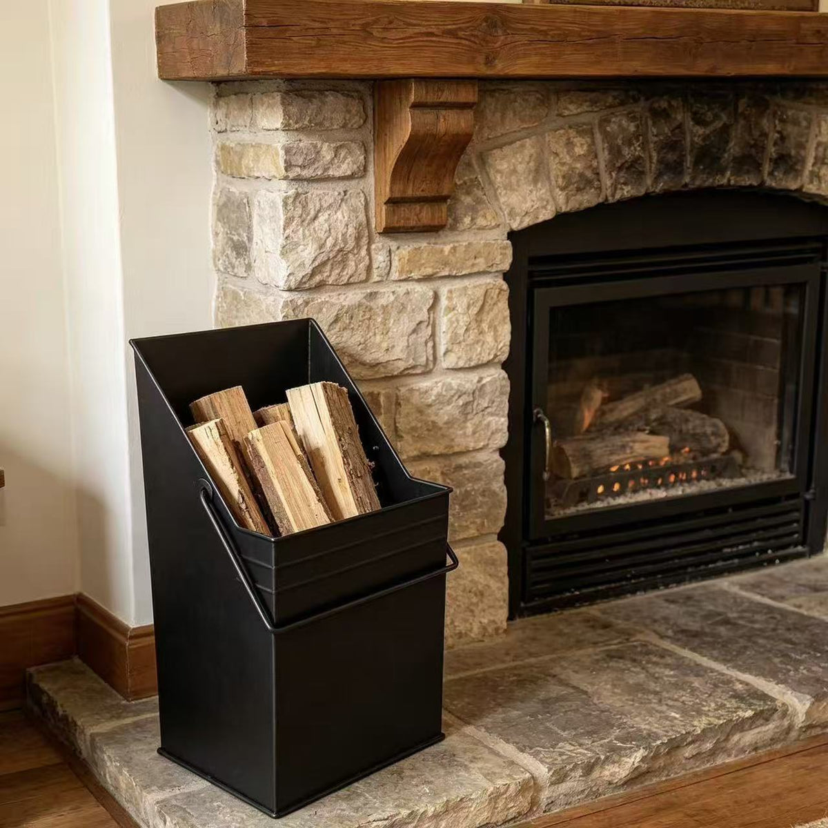 Iron Firewood Storage Bucket with Handle
