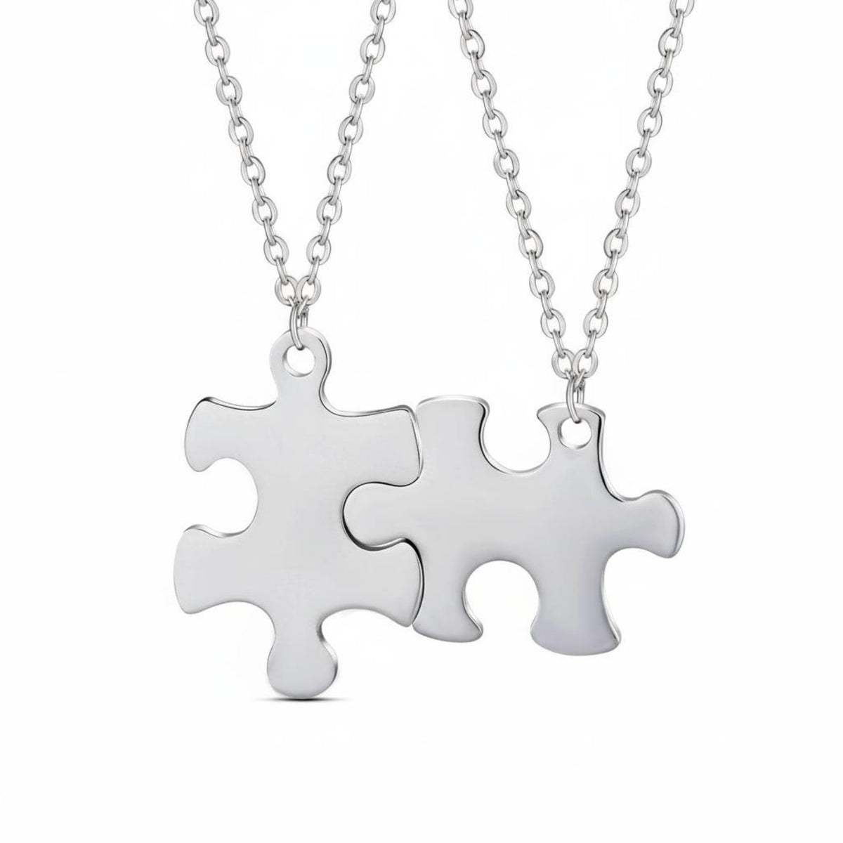 2 Pieces Puzzle Piece Necklace Engraved Puzzle Piece Pendant Necklace Romantic Design Fashion Accessory for Friends, Couples