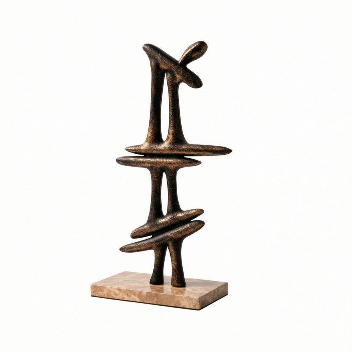 Geometric Sculpture Bronze-and-Gold Sculpture with Marble Base Light-Luxury Decorative Ornament for Interior Designers