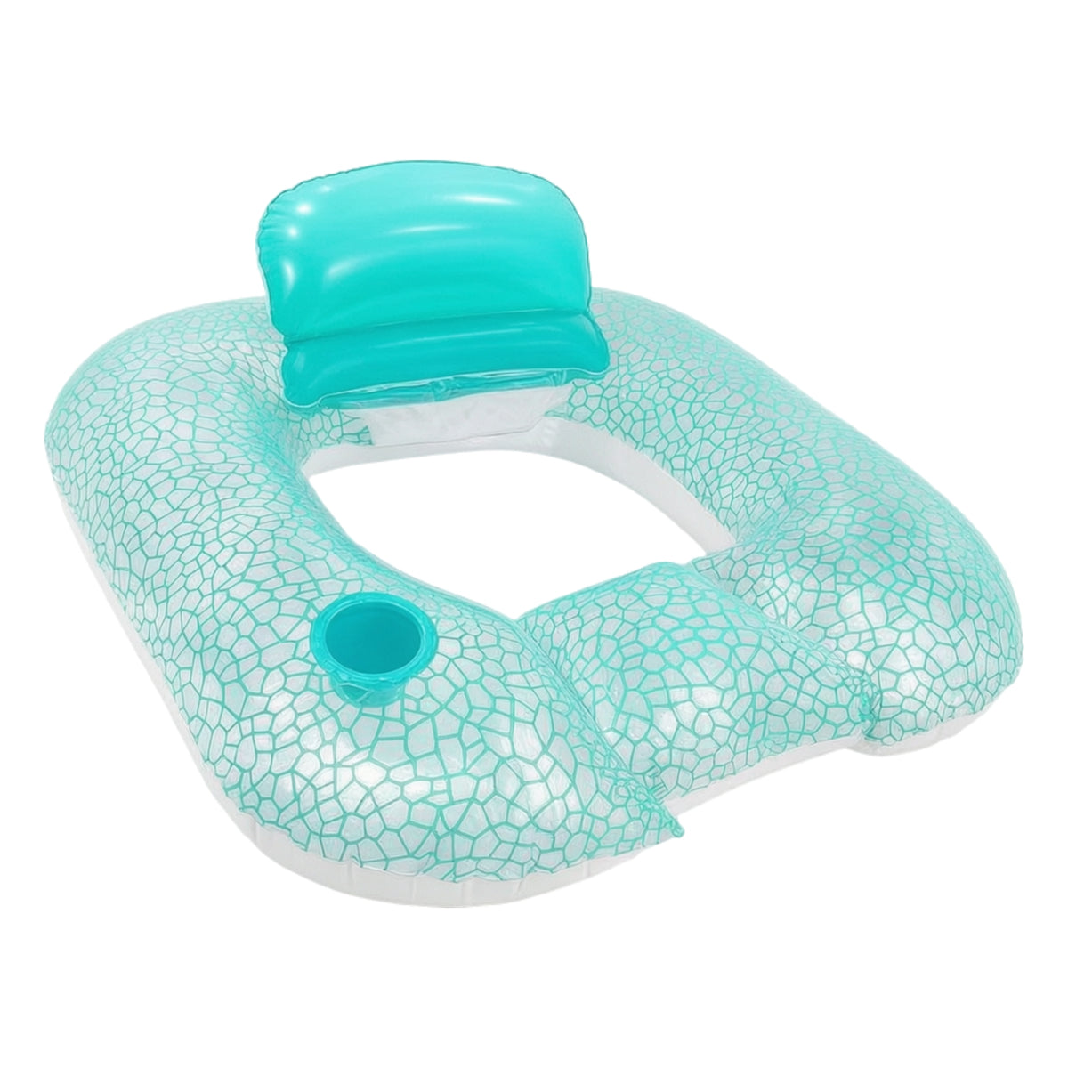 Long-Lasting Pool Buoyant Lounger with Adjustable Backrest Soft Floating Chair with Backrest Sturdy Pool Lounger with Cup Holder Breathable for Adults