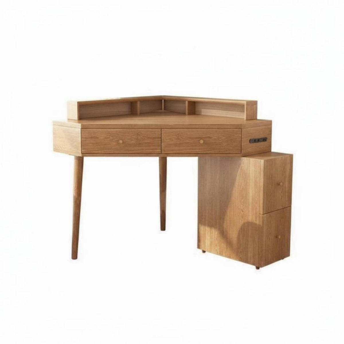 Corner Vanity with Drawers Minimalist Design Corner Vanity with Lighted Mirror Space-Saving Large Storage Capacity
