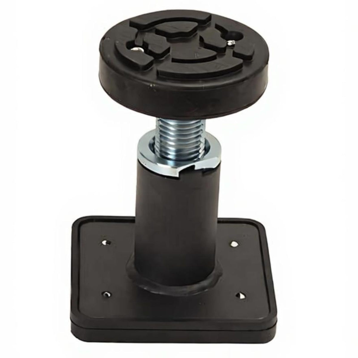 Non-slip pad stabilizes car lift.