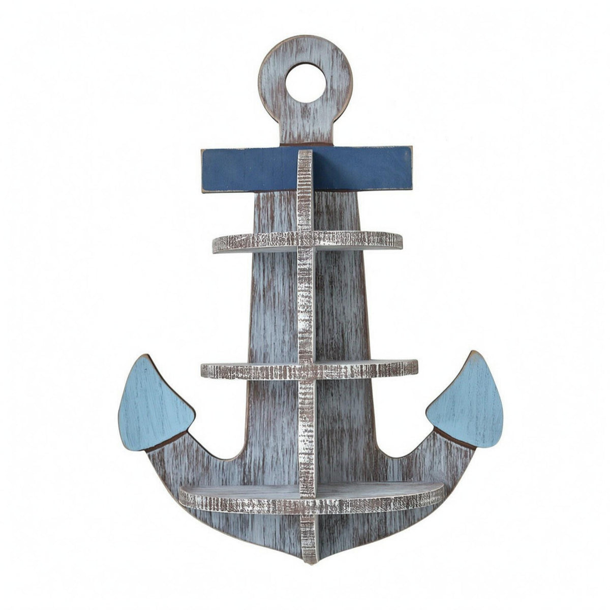 Boat Wall Shelf Distressed Finish Home Decor Wood and Iron