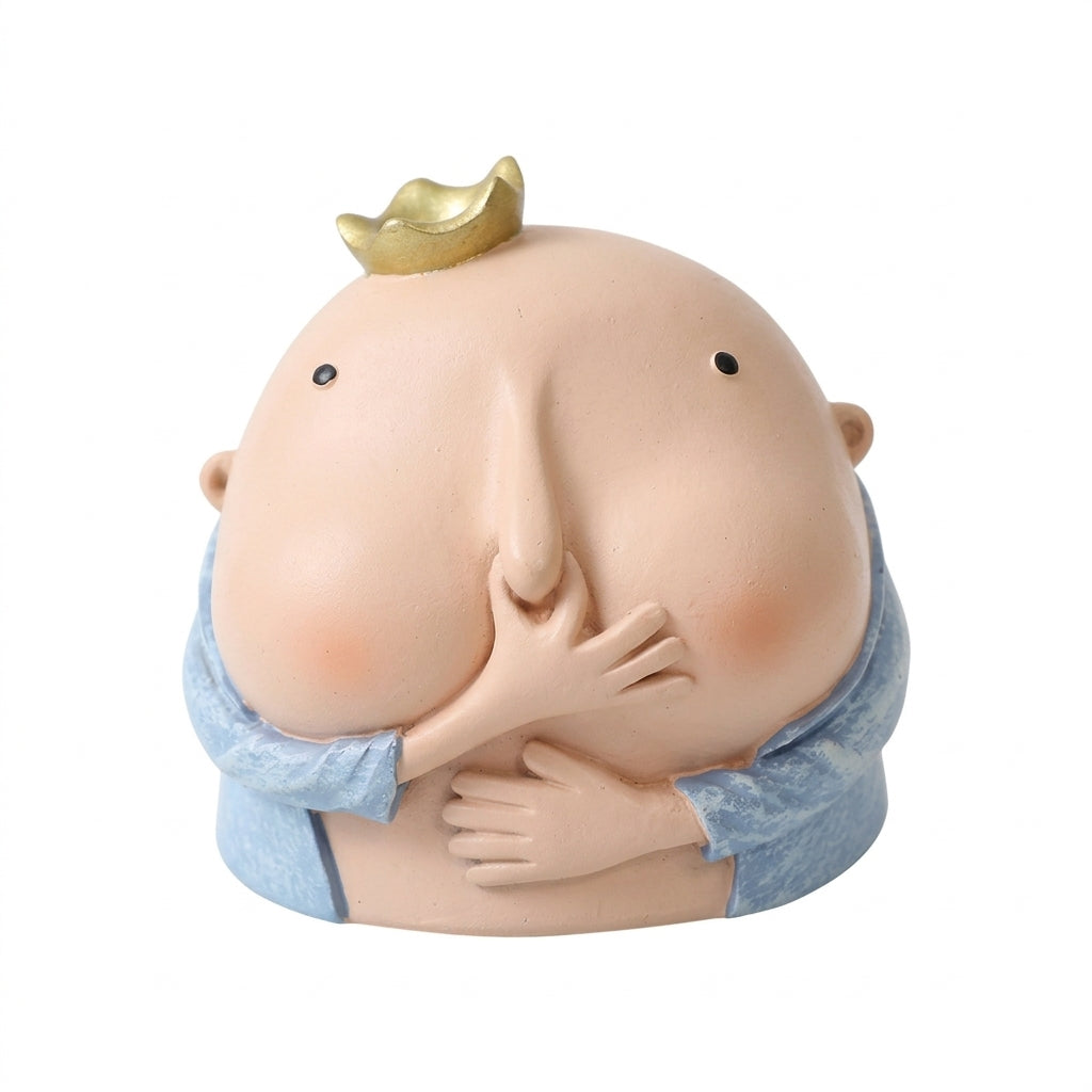 Pinching Nose Boy Sculpture, American Style Resin Figurine