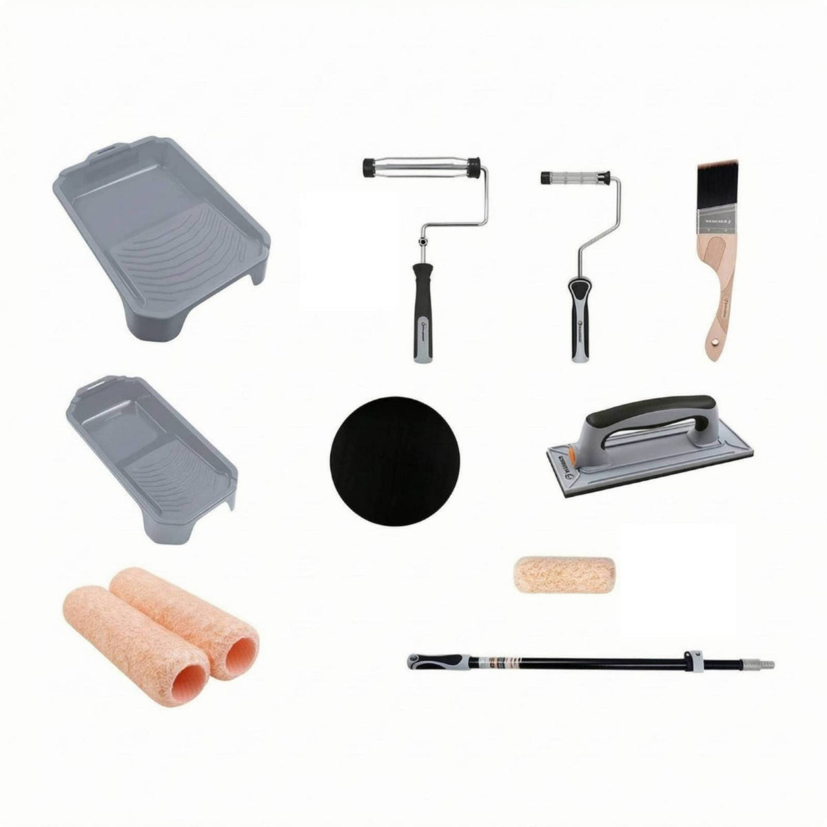 Painting and Sanding Kit Foam Roller Sleeves Wall Sanding Painting Set Wood Handle Brush Paint Tray Kit
