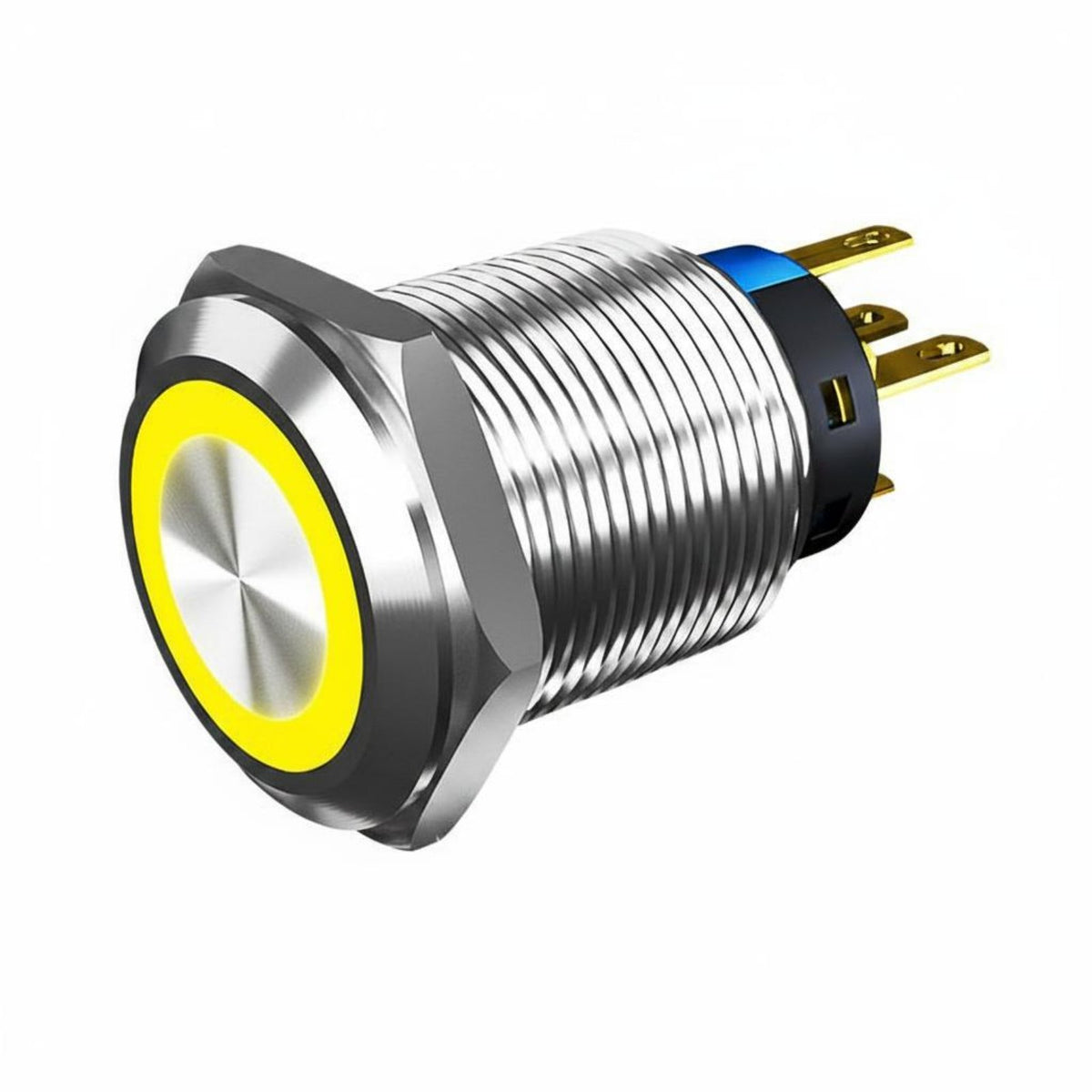 Round Waterproof Push Button Long Mechanical Life Waterproof Stainless Steel Switch for Automotive, Marine