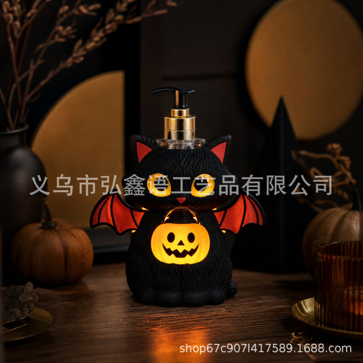 跨境创意万圣节装饰恶魔南瓜猫咪装饰洗手液装饰架节日氛围礼品