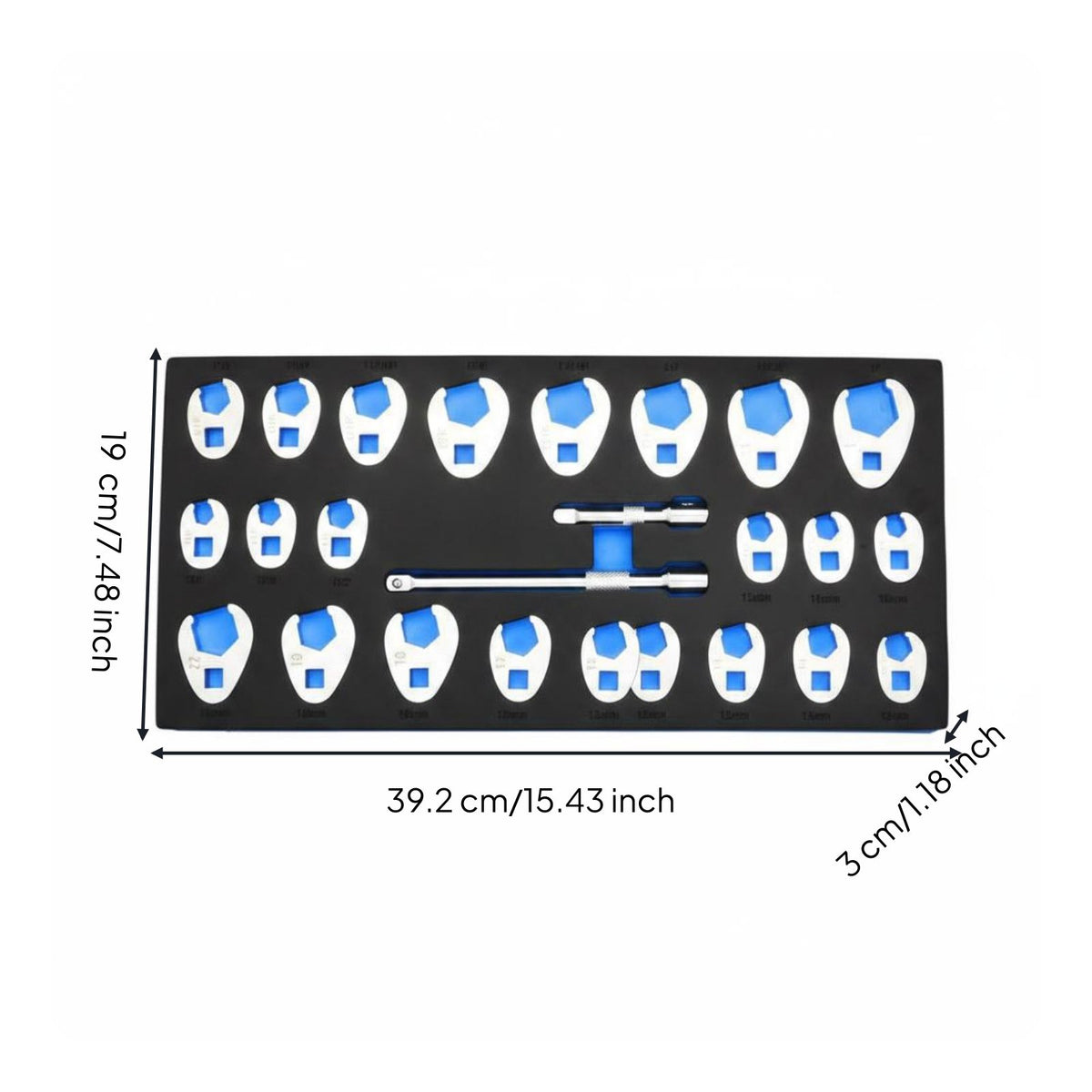24 Pieces Slanted Offset Wrench Set Storage Board 24-Piece Wrench Set High