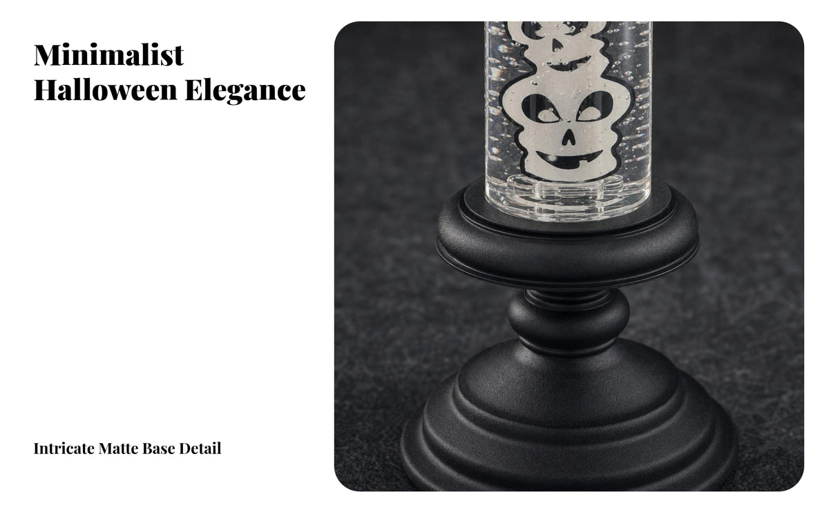 Spooky Halloween Candle | Dripping beeswax Look, Flame Shaped Tip, LED Candle with Glitter, for Mantel