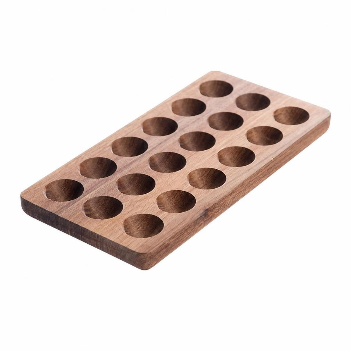 Egg Tray with 15 Cups Rectangular Wooden Egg Space-Saving Tray for Refrigerator, Countertop