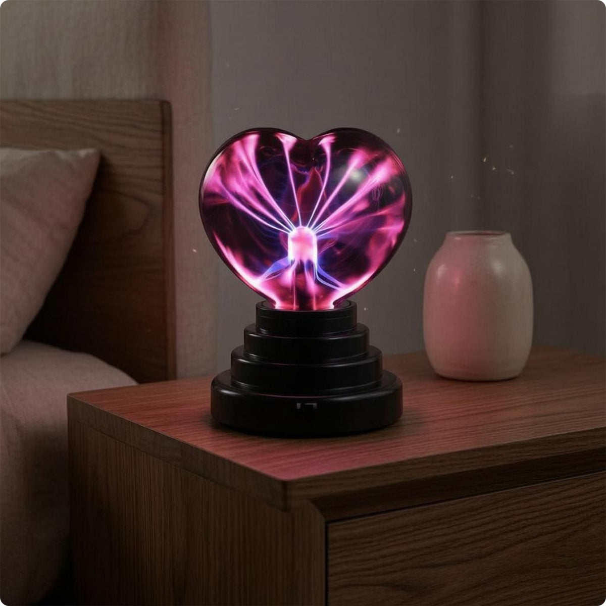 Heart Ionized Lamp Electrostatic Heart-Shaped Night Light Black Base