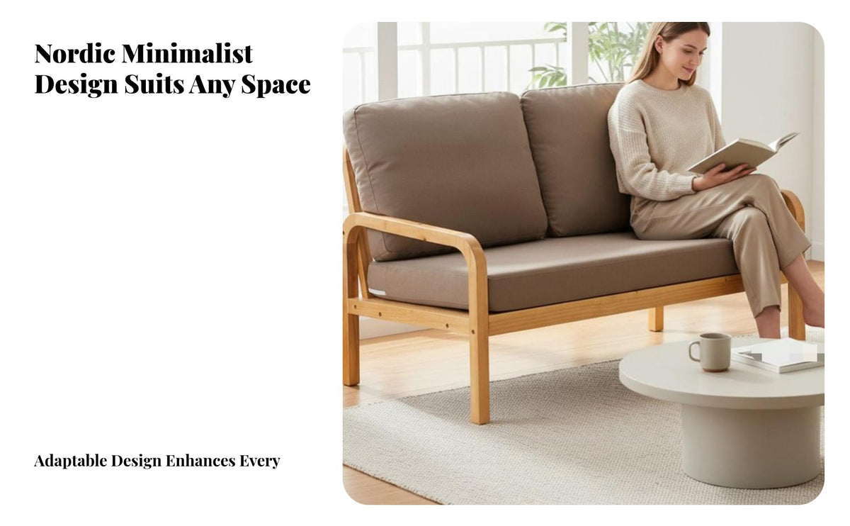 Small Space perfect for space-saving 3-Seater Sofa Minimalist Design 3-Person Bench with paddings Natural Aesthetic Upholstered Seating Easy Assembly for Apartment Dwellers, Guesthouse Owners, Office Workers, Living Room, Studio, Lounge Area, Bedroom