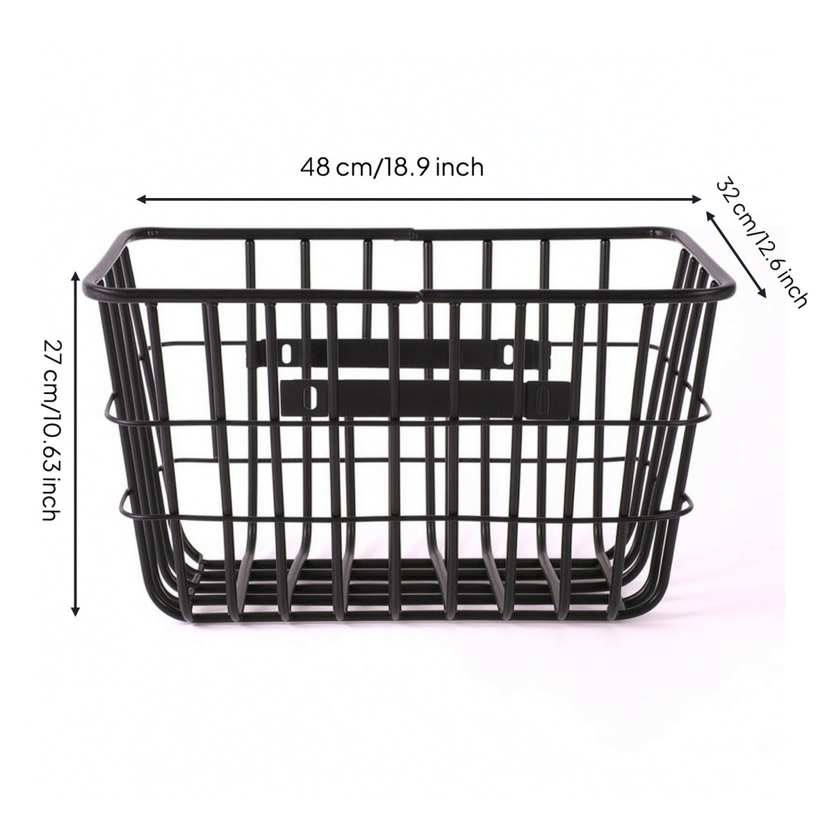Slatted-Base Front Bike Basket Reinforced Wire Bike Basket Long-Lasting Universal for Students, Shopping