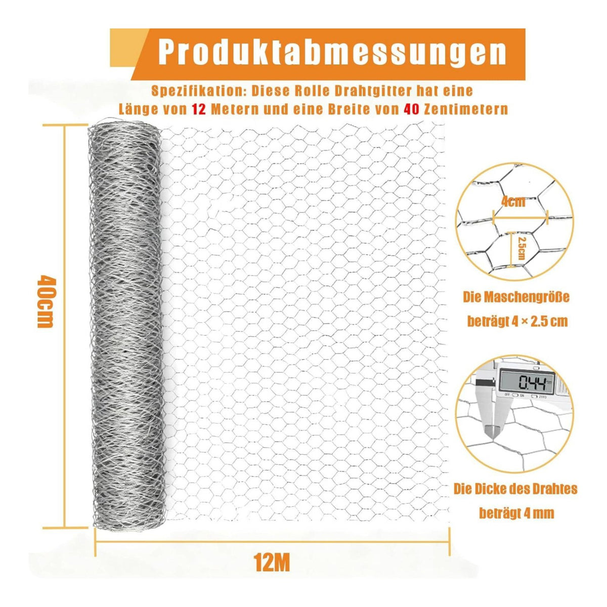 Galvanized Chicken Wire Roll Sturdy Farm Fencing Easy to Cut for Garden