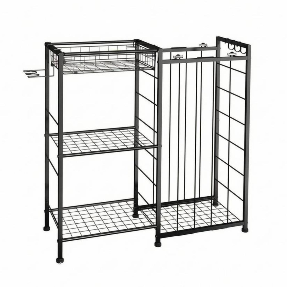 Sports Ball Rack Wire Frame Tiered Ball Rack Foldable for Indoor Use