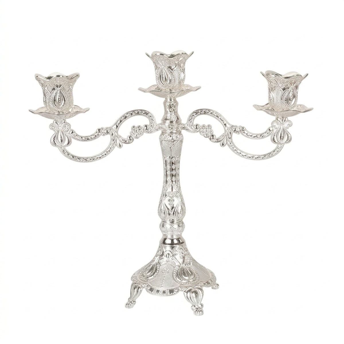 Metal Candelabra Vintage Three-Arm Candle Holder Space-Saving for Event Planners