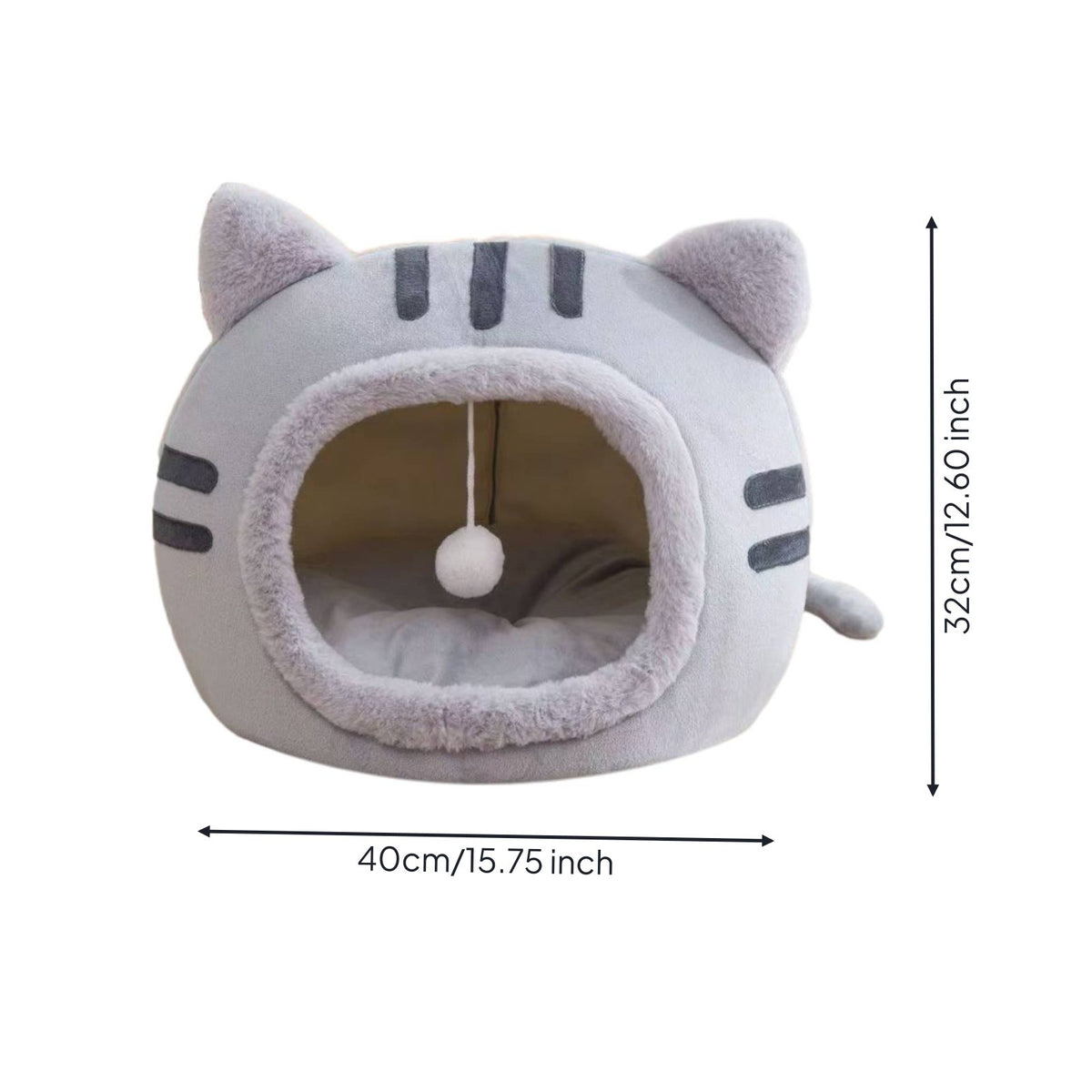 Semi Enclosed Cat Bed Warm Feline Hideaway Cozy Bed Pet Bedding for Cat , Cold Weather