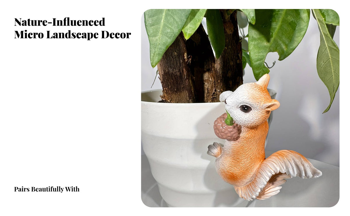 Climbing Squirrel Pot Decoration Lifelike Details Resin Squirrel Ornament Realistic Design Hanging Animal Ornament for Micro-Landscape, Patio, Balcony