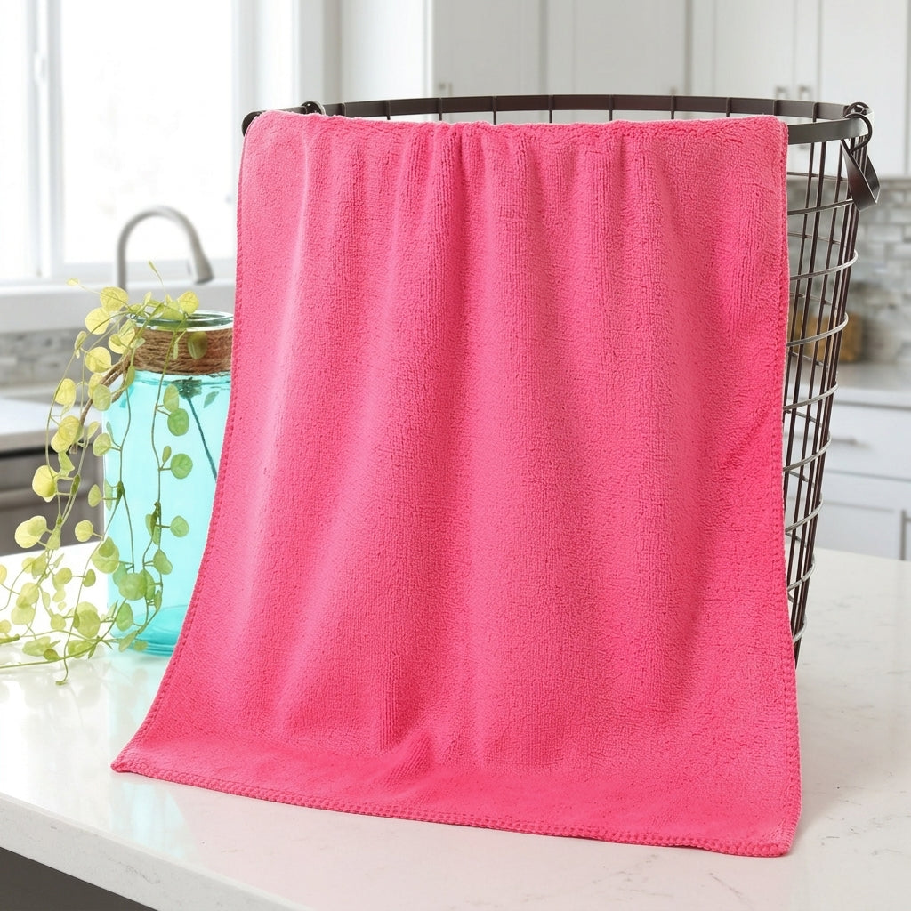 Thick Microfibre Cleaning Cloth, 35x75cm Microfibre Cloth for Kitchen and Car, Single-color Dish Cloths for High Water Absorption