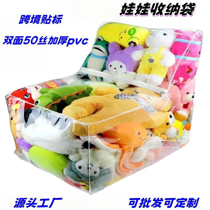 PVC Transparent Storage Bag for Plush Toys, Bean Bag Chair Cover, Large Capacity