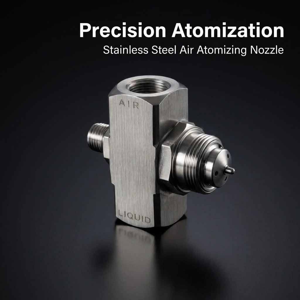 Stainless Steel Siphon Spray Nozzle, Adjustable Mist Spray Low Pressure, Misting Spray Nozzle for Humidification, Two-Fluid Siphon Misting Nozzle