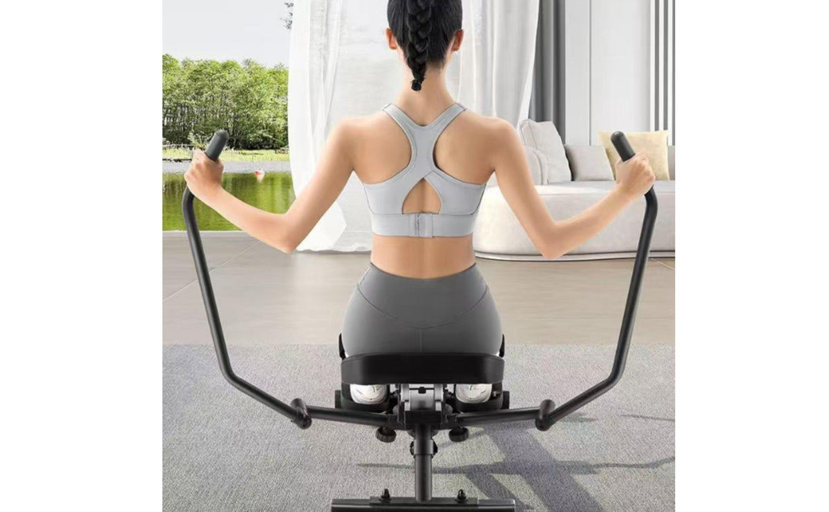 Adjustable Resistance Hydraulic Rowing Machine Compact Hydraulic Rower Low-Impact Rowing Machine with Foot Pedals Space-Saving for Adults, Seniors, Home Gym, Apartment